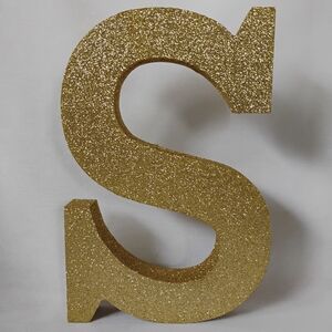 Sparkly Glittery Gold Hangable Letter "S" Sign Name Initial Flashy Bedroom Decor
